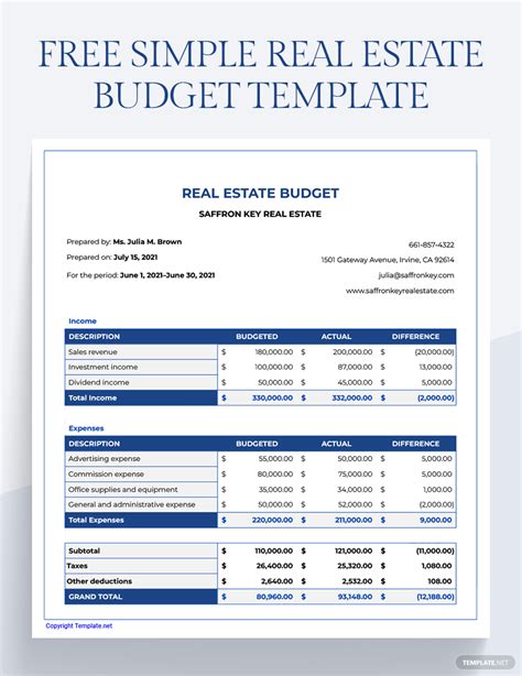 Simple Budget Templates Documents Design Free Download