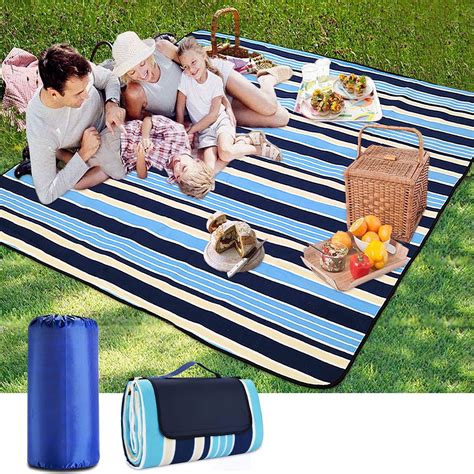 Manfiter Picnic Blanket 3 Layer 80 In X 80 In Extra Large Foldable