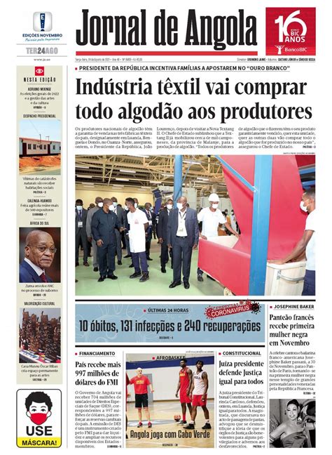 Jornal De Angola Terça 24 De Agosto De 2021