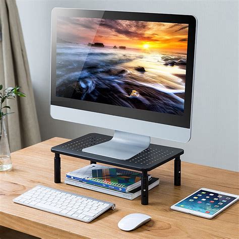 3 Height Adjustable Monitor Riser Laptop Printer Computer Stand Desktop