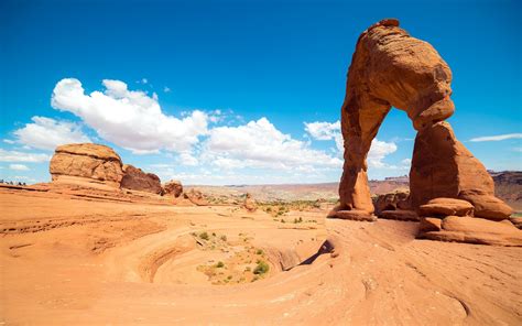 Desert Rock Formation Landscape Arches National Park Arch Utah Clouds