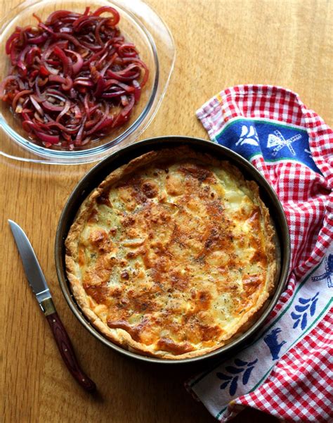 Two cups of tangy goat cheese balances out the natural sweetness of the cream and potatoes while also adding more body and texture to the mashed potato dish. Goat's Cheese & Potato Quiche with Pickled Red Onions (con ...