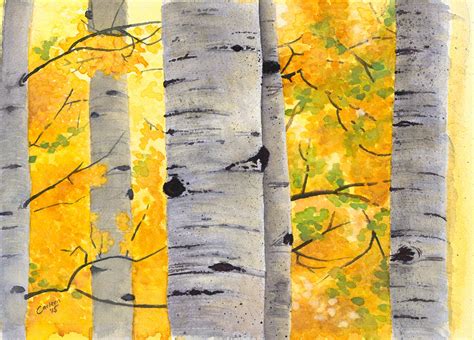 Aspen Trees Original Watercolor Painting Or Giclee Print Of Etsy