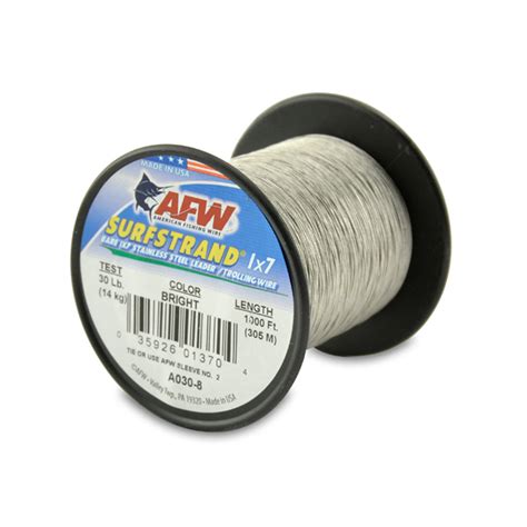 Afw Surfstrand Bare 1x7 Stainless Steel Leader Wire Bright 1000