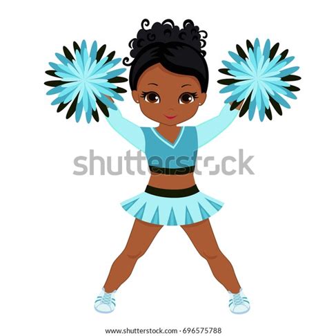 Cheerleader Turquoise Uniform Pom Poms Vector Stock Vector Royalty Free Shutterstock