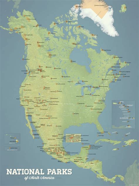 North America National Parks Map 18x24 Poster Best Maps Ever