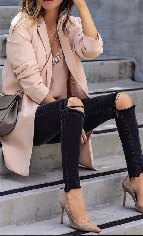 Taupe Long Blazer Under Fashion Pink Blazer Outfits Style