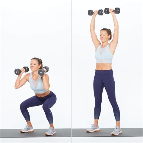 Squat To Overhead Press A Total Body Workout With Just 6 Moves Popsugar Fitness