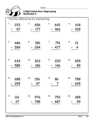 In addition to worksheets, you can download and print math card games and learning center task cards. Math Worksheets For Grade 2 Three Digit Subtraction - A ...
