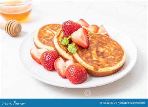 Pancake With Fresh Strawberries Stock Image Image Of Fruit Syrup