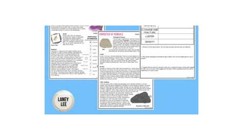 minerals reading comprehension worksheet