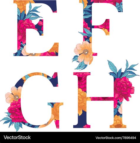 Flower Alphabet Royalty Free Vector Image Vectorstock