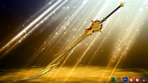 Golden Fantasy Sword 3d Asset Cgtrader