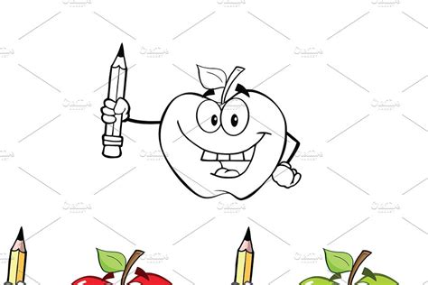 Apples Characters Collection 8 Pre Designed Illustrator Graphics ~ Creative Market