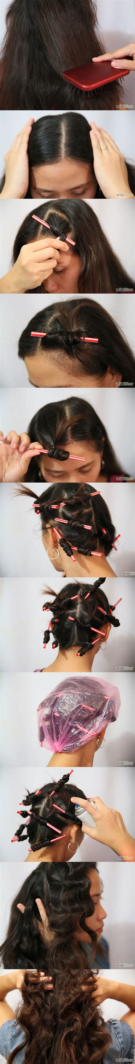 When you reach the end, fold the straw upwards so that the hair doesn't slip off and secure it with a bobby pin. 6 Easy Ways to Curl Your Hair with Drinking Straws / Straw ...