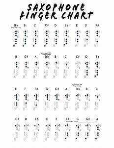 A Sheet With The Words Saxophone Finger Chart Written In Black And