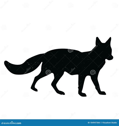 Fox Shadow Animal Icon Silhouettes Isolated On Dark Black Graphical In