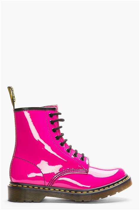 Lyst Dr Martens Hot Pink Patent Leather Cambridge Brush W 8 Eye