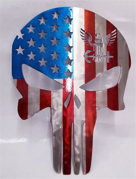 American Flag Punisher Skull United States Metal Artwall Etsy