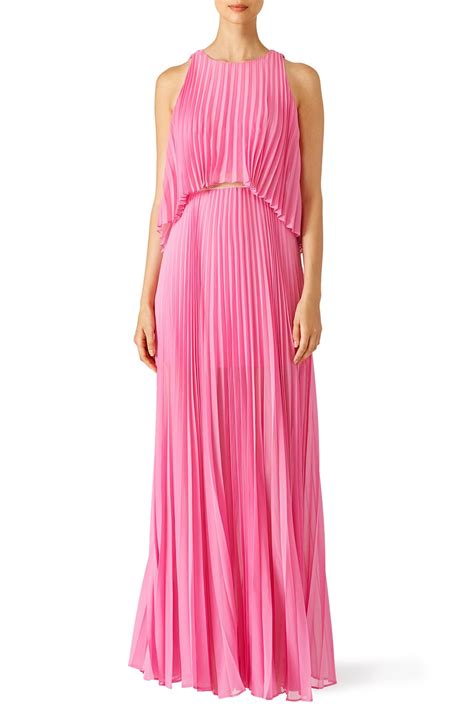 Buy Pink Shaina Pleated Gown By Bcbgmaxazria For 84 From Rent The Runway Maxi Dress Prom