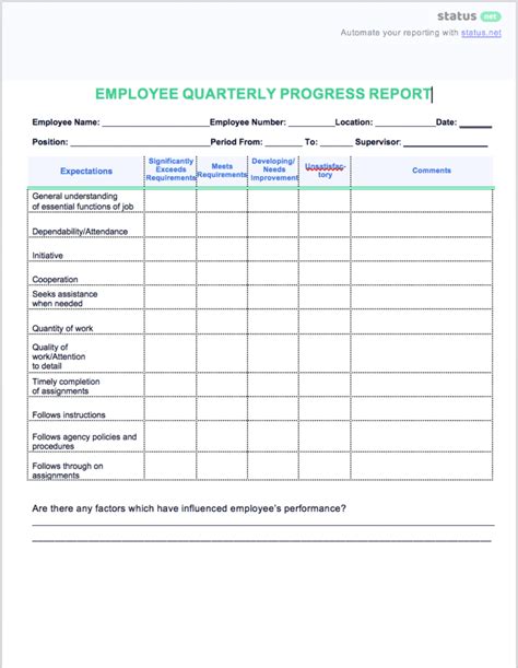 Business Quarterly Report Template