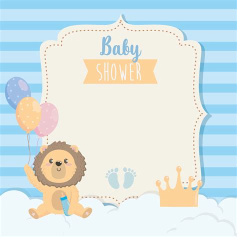 Tarjeta De Baby Shower Con León Con Globos 671657 Vector En Vecteezy