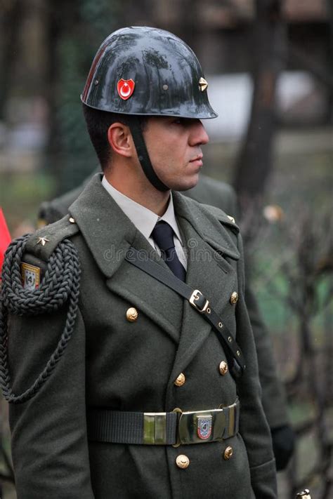 Turkish Soldier In Dress Uniform Takes Part At The Romanian National