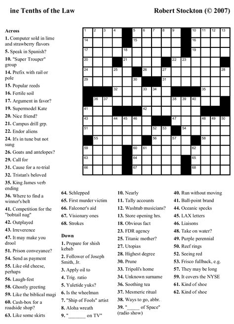 Printable Universal Crossword Puzzle Today Create A Variety Of