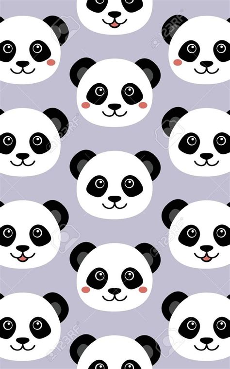 Cute Panda Face Seamless Cartoon Royalty Clipart For Your Mobile
