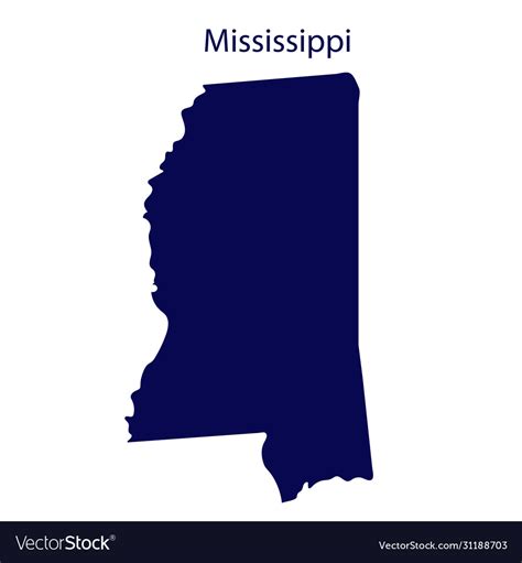 United States Mississippi Dark Blue Silhouette Vector Image