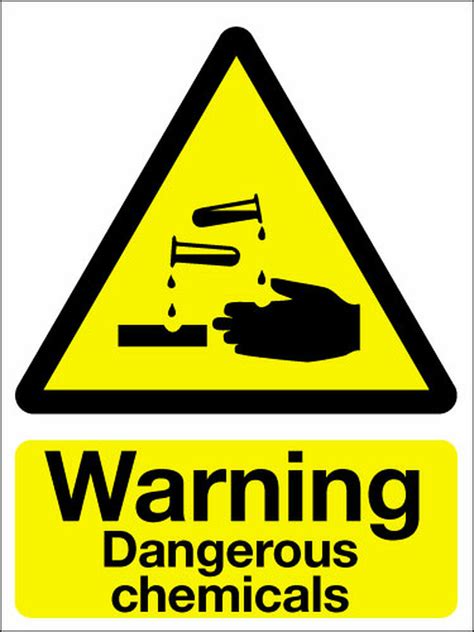 The hazard symbols help us to recognise that the chemicals we are using might cause harm to people or the environment. Warning dangerous chemicals sticker - Signs 2 Safety