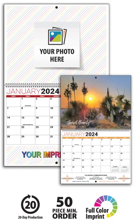 Custom Tear Sheet Single Photo Calendar 11x17 12 Month