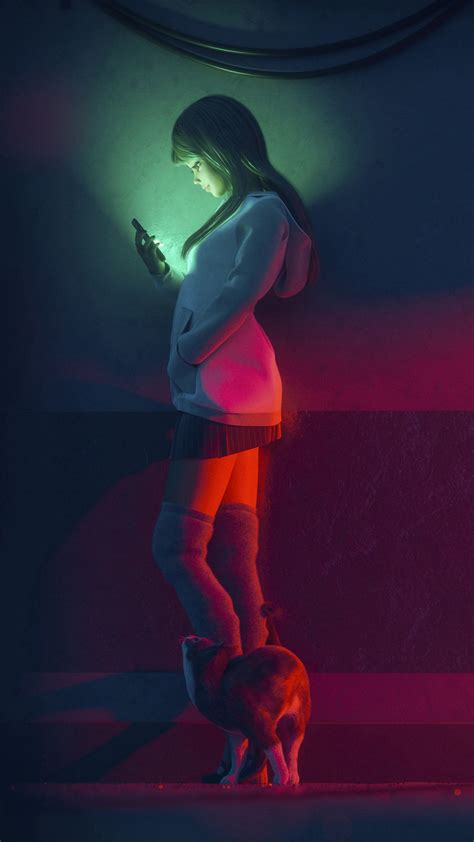 Hd Wallpaper Anime Girl Holding Cell Phone