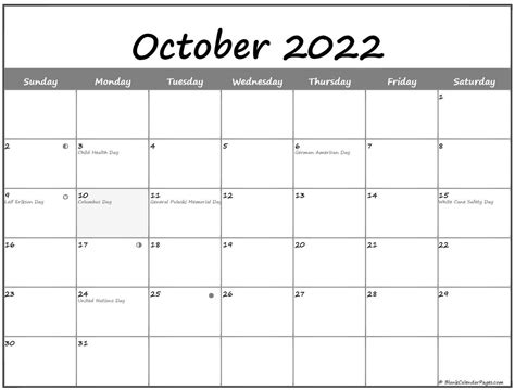 October 2022 Lunar Calendar | Moon Phase Calendar
