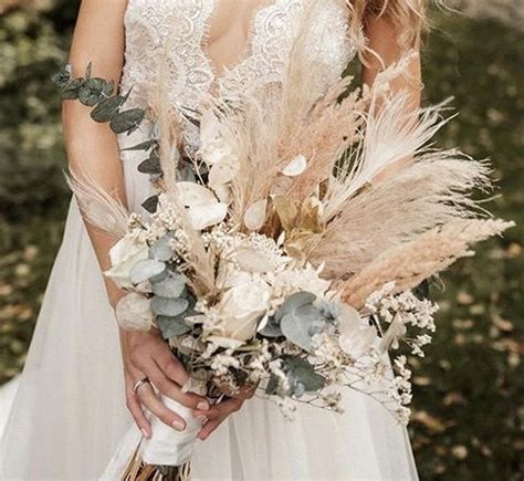 Forever Love Bridal Bouquet Dried Pampas Eucalyptus Flower Etsy In