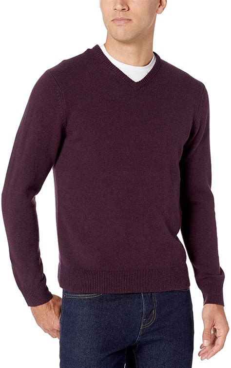 Essentials Mens Midweight V Neck Sweater Burgundy Burgundy Size 1