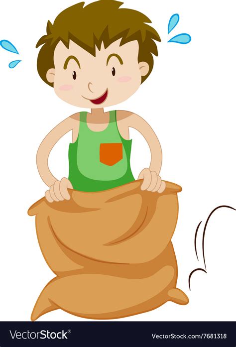 Boy In The Sack Jumping Royalty Free Vector Image