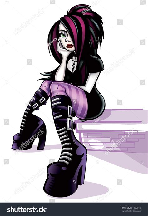 Cartoon Goth Girl Stockillustration 54239815 Shutterstock