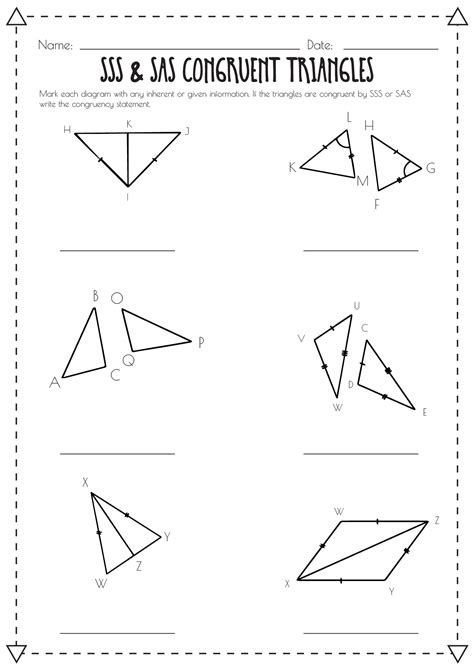 Triangle Congruence By Sss And Sas Worksheets Answers
