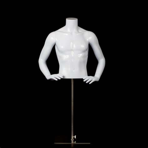 Plastic Male Half Mannequin With Stand White Solid Posh Concept