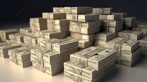 Tumpukan Besar Uang Ditampilkan Ilustrasi 3d Tumpukan Dolar Di Atas