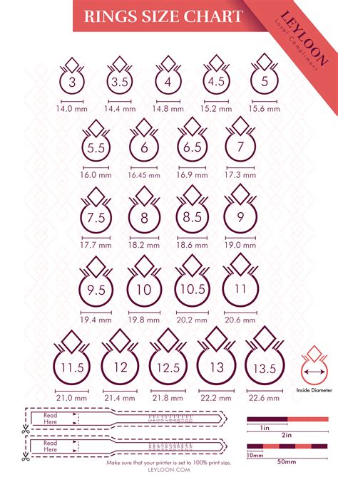Free Printable Ring Sizer Strip And Size Chart Pdf Leyloon