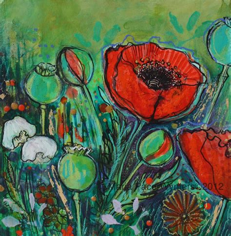 Wild Poppies Original Mixed Media Painting By Maria Pace Wynters