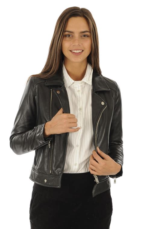 Blousons Bombers La Canadienne Blouson Stella En Cuir Noir Noir Femme Casseusedenoix