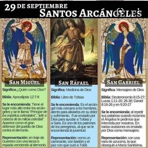 Hoy De Septiembre Se Celebra A Los Santos Arc Ngeles Miguel Rafael Y Gabriel