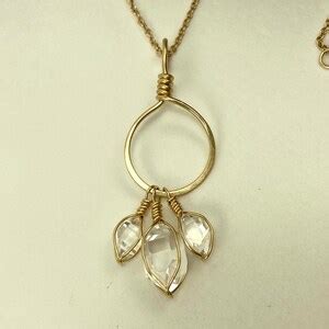 K Gold Genuine Herkimer Diamond Pendant Aaa Grade Double Terminated