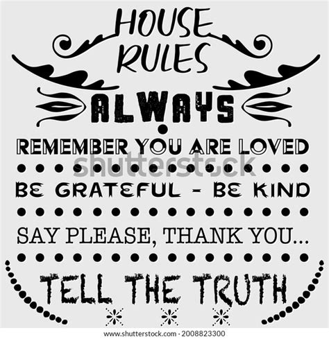 House Rules Sign Lettering Label Design Stock Vector Royalty Free