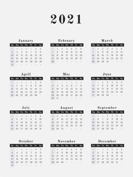 Printable 2020 2021 Year Calendar