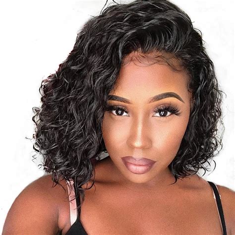 The most common wigs for black women human hair material is ceramic. Short Human Hair Wigs For Women Natural Black Wavy Bob Wig ...