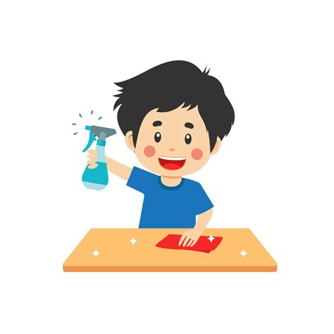 Cute Boy Is Cleaning The Table 4315152 Vector Art At Vecteezy